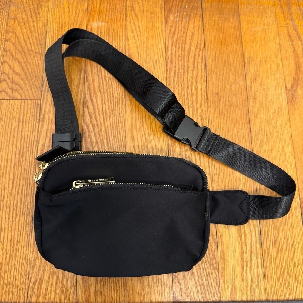 Zorfin Black Belt Bag Crossbody with Gold Accents
